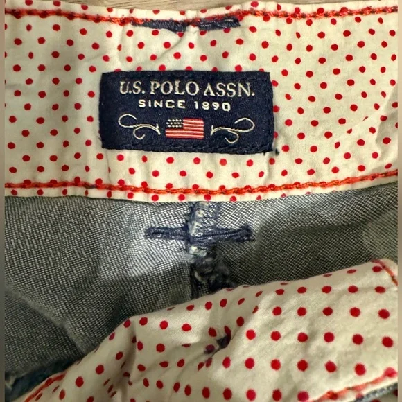 U.S. Polo Assn. Women’s  Polka Dot Chino Shorts, Blue Sz 8 - Picture 8 of 12